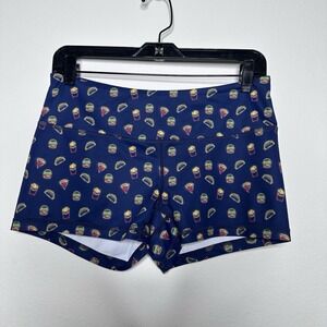 Feed Me Fight Me Womens Shorts Hamburger Taco Neon Sign Sz Med Gym Workout